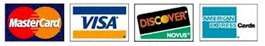 MasterCard, Visa, and Discover Cards accepted.